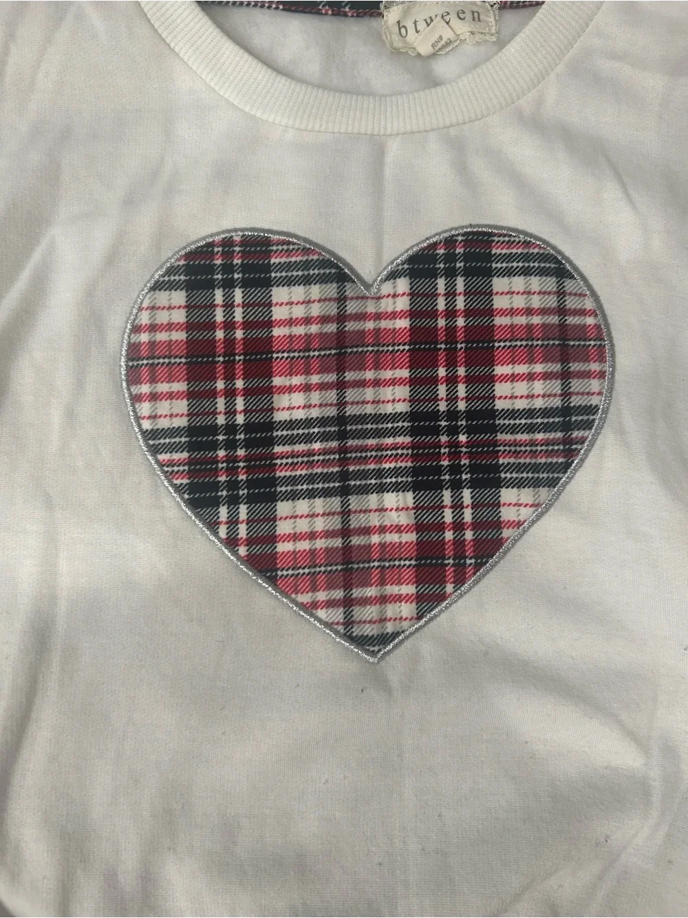 Girls Christmas Outfit Set Size 8 White Sweater & Red Plaid Pants Good Condition - Picture 3 of 8